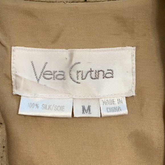 100% silk 80s style paint splatter khaki cropped bomber jacket - Picture 3 of 11